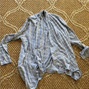 Tommy Bahama Light Gray Striped Draped Cardigan Size Large
